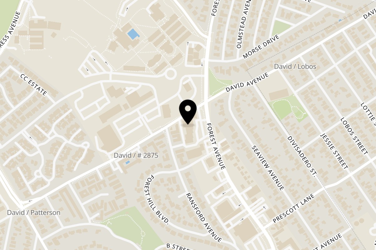 Map showing the location of Aquino's Birrieria & Brunch on 1116A Forest Ave in Pacific Grove